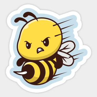 Cute Bee Attack Cartoon Sticker